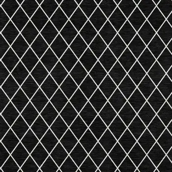 3' X 5' Black And Ivory Geometric Washable Indoor Outdoor Area Rug