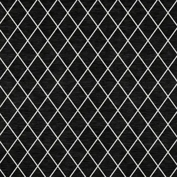 9' X 12' Black And Ivory Geometric Washable Indoor Outdoor Area Rug