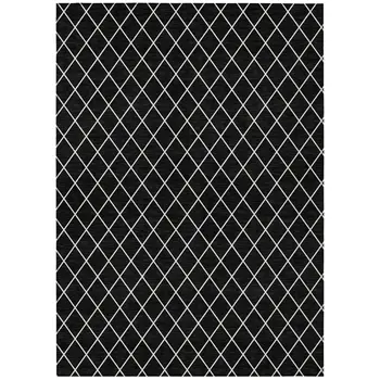 10' X 14' Black And Ivory Geometric Washable Indoor Outdoor Area Rug