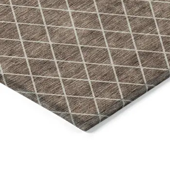 3' X 5' Brown And Beige Geometric Washable Indoor Outdoor Area Rug