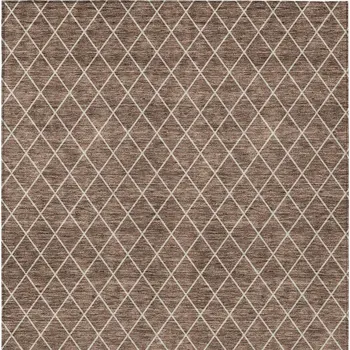 8' X 10' Brown And Beige Geometric Washable Indoor Outdoor Area Rug