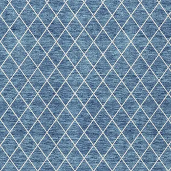 5' X 8' Denim Blue And Ivory Geometric Washable Indoor Outdoor Area Rug