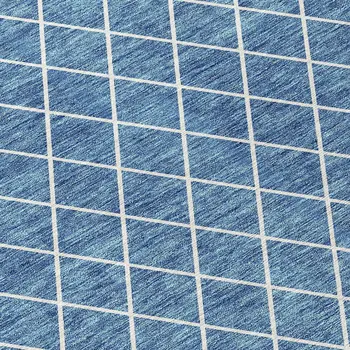 5' X 8' Denim Blue And Ivory Geometric Washable Indoor Outdoor Area Rug
