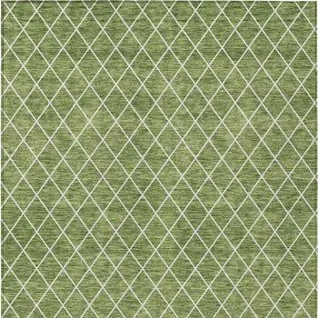 5' X 8' Green And Ivory Geometric Washable Indoor Outdoor Area Rug