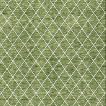 5' X 8' Green And Ivory Geometric Washable Indoor Outdoor Area Rug