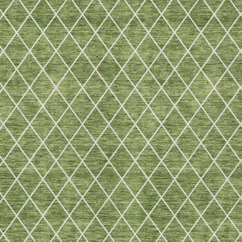 8' X 10' Green And Ivory Geometric Washable Indoor Outdoor Area Rug
