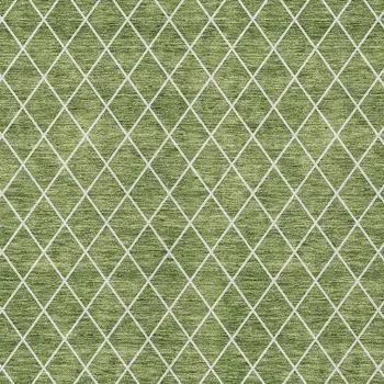 9' X 12' Green And Ivory Geometric Washable Indoor Outdoor Area Rug