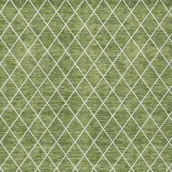 10' X 14' Green And Ivory Geometric Washable Indoor Outdoor Area Rug