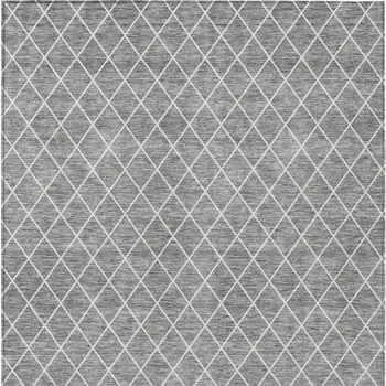 8' X 10' Gray And Ivory Geometric Washable Indoor Outdoor Area Rug