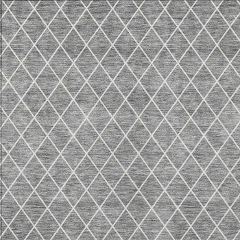 9' X 12' Gray And Ivory Geometric Washable Indoor Outdoor Area Rug