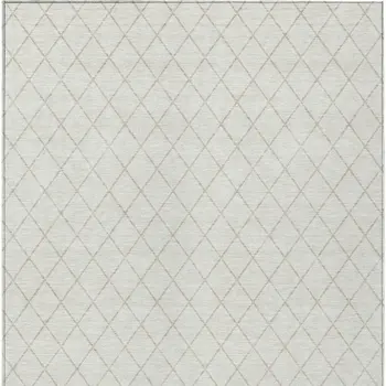 9' X 12' Ivory And Beige Geometric Washable Indoor Outdoor Area Rug