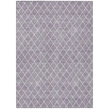 8' X 10' Lavender And Ivory Geometric Washable Indoor Outdoor Area Rug