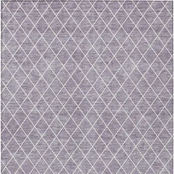 10' X 14' Lavender And Ivory Geometric Washable Indoor Outdoor Area Rug