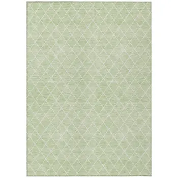 3' X 5' Mint Green And Ivory Geometric Washable Indoor Outdoor Area Rug