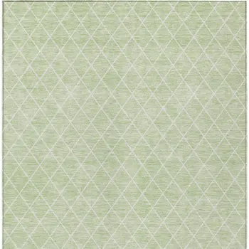 8' X 10' Mint Green And Ivory Geometric Washable Indoor Outdoor Area Rug