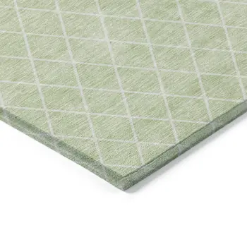 8' X 10' Mint Green And Ivory Geometric Washable Indoor Outdoor Area Rug