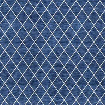 3' X 5' Navy Blue And Ivory Geometric Washable Indoor Outdoor Area Rug