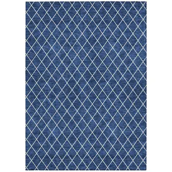 8' X 10' Navy Blue And Ivory Geometric Washable Indoor Outdoor Area Rug
