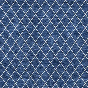 8' X 10' Navy Blue And Ivory Geometric Washable Indoor Outdoor Area Rug