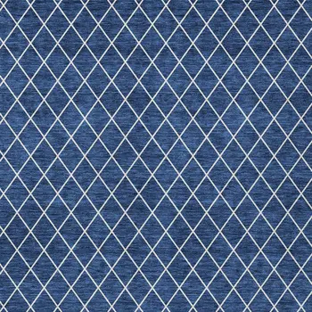 10' X 14' Navy Blue And Ivory Geometric Washable Indoor Outdoor Area Rug