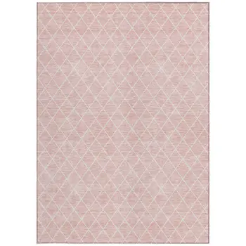 3' X 5' Pink And Gray Geometric Washable Indoor Outdoor Area Rug