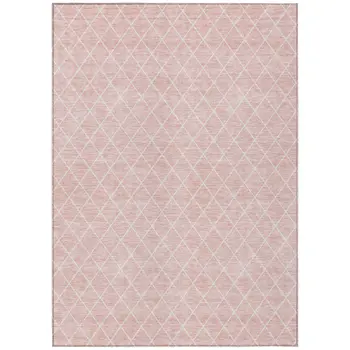 3' X 5' Pink And Gray Geometric Washable Indoor Outdoor Area Rug