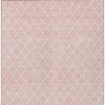 3' X 5' Pink And Gray Geometric Washable Indoor Outdoor Area Rug