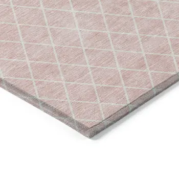 10' X 14' Pink And Gray Geometric Washable Indoor Outdoor Area Rug