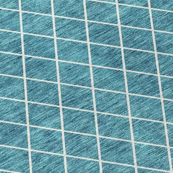 3' X 5' Teal Blue And Ivory Geometric Washable Indoor Outdoor Area Rug