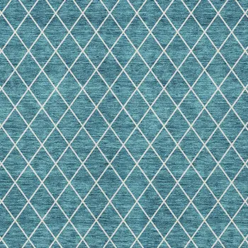 10' X 14' Teal Blue And Ivory Geometric Washable Indoor Outdoor Area Rug