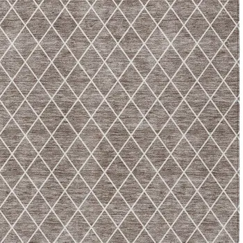 9' X 12' Taupe And Ivory Geometric Washable Indoor Outdoor Area Rug