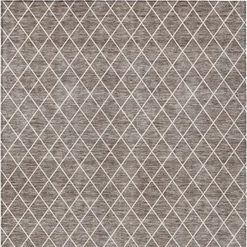 10' X 14' Taupe And Ivory Geometric Washable Indoor Outdoor Area Rug