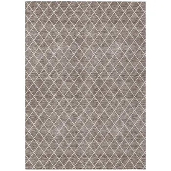 10' X 14' Taupe And Ivory Geometric Washable Indoor Outdoor Area Rug