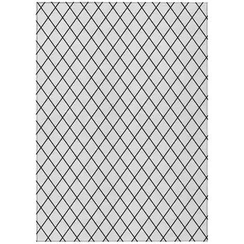 3' X 5' White And Black Geometric Washable Indoor Outdoor Area Rug