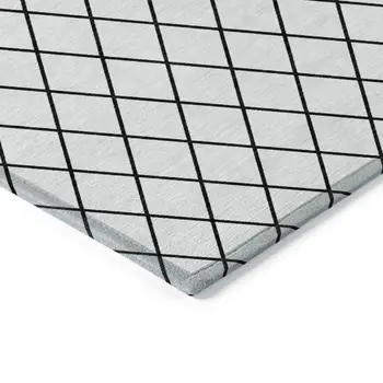 3' X 5' White And Black Geometric Washable Indoor Outdoor Area Rug