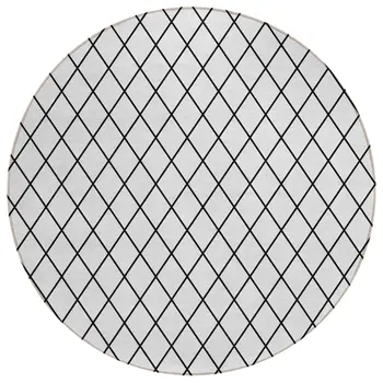 8' White And Black Round Geometric Washable Indoor Outdoor Area Rug