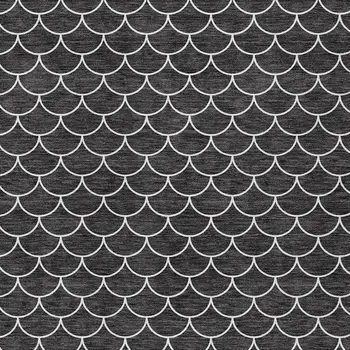 5' X 8' Black And Ivory Geometric Washable Indoor Outdoor Area Rug