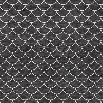 9' X 12' Black And Ivory Geometric Washable Indoor Outdoor Area Rug