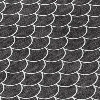 9' X 12' Black And Ivory Geometric Washable Indoor Outdoor Area Rug