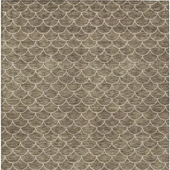 3' X 5' Brown And Beige Geometric Washable Indoor Outdoor Area Rug