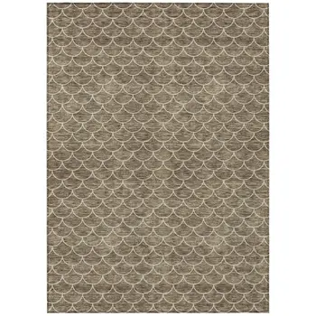 3' X 5' Brown And Beige Geometric Washable Indoor Outdoor Area Rug