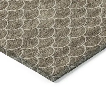 3' X 5' Brown And Beige Geometric Washable Indoor Outdoor Area Rug
