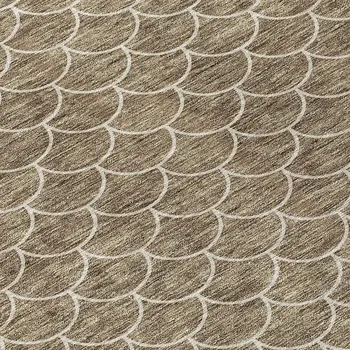 9' X 12' Brown And Beige Geometric Washable Indoor Outdoor Area Rug