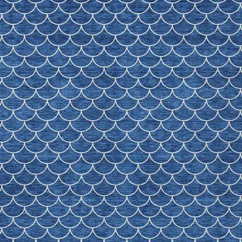 8' X 10' Blue And Ivory Geometric Washable Indoor Outdoor Area Rug