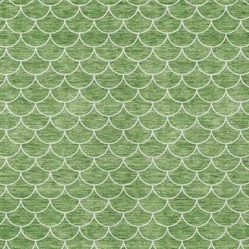 3' X 5' Green And Ivory Geometric Washable Indoor Outdoor Area Rug