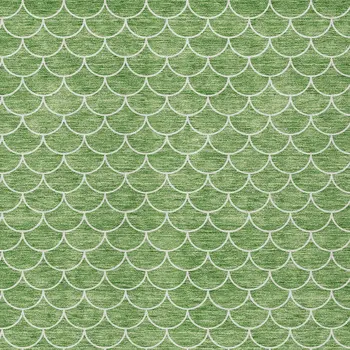 8' X 10' Green And Ivory Geometric Washable Indoor Outdoor Area Rug