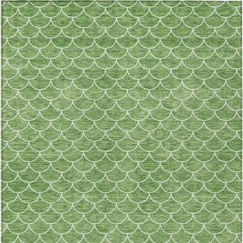 10' X 14' Green And Ivory Geometric Washable Indoor Outdoor Area Rug