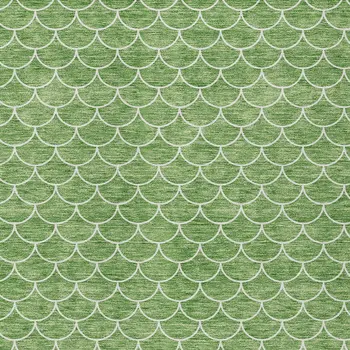 10' X 14' Green And Ivory Geometric Washable Indoor Outdoor Area Rug