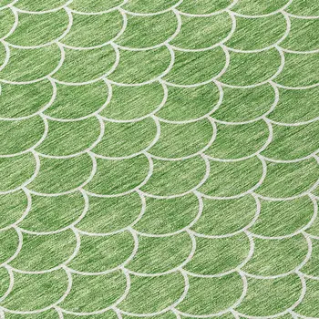 10' X 14' Green And Ivory Geometric Washable Indoor Outdoor Area Rug