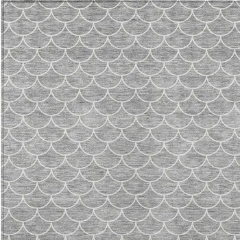 8' X 10' Gray And Ivory Geometric Washable Indoor Outdoor Area Rug